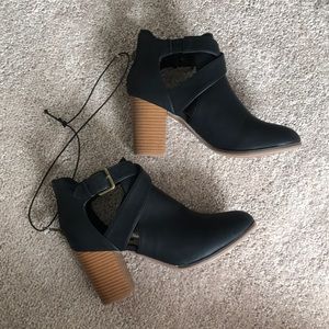 Black leather booties - brand new